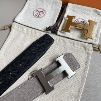 Replica Hermes Gold Buckle Black Belt