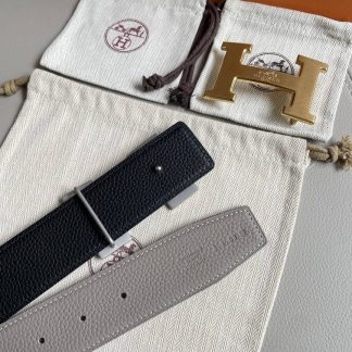 Replica Hermes Gold Buckle Black Belt