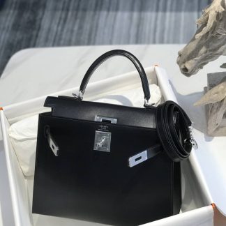 Replica Hermes Black Swift Kelly 28 Bag