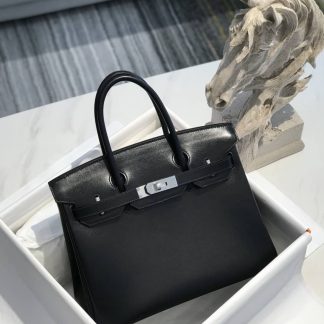 Replica Hermes Black Birkin 30 Leather Bag