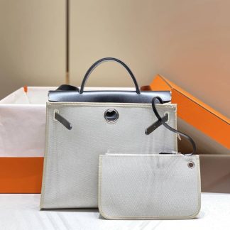 Replica Hermes Herbag Zip 31 Canvas Leather Bag