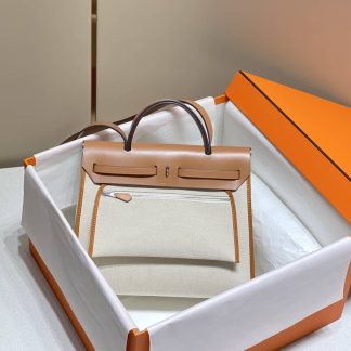 Replica Hermes Herbag Zip 31 Canvas Leather Bag