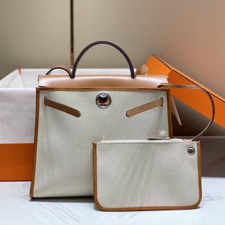 Replica Hermes Herbag Zip 31 Canvas Leather Bag