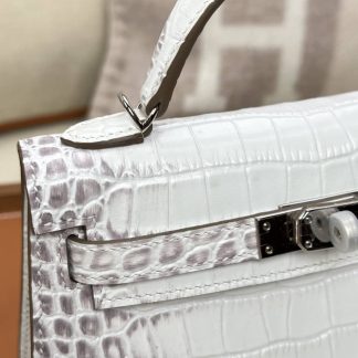 Replica Hermes Mini Kelly Niloticus Crocodile Leather Bag