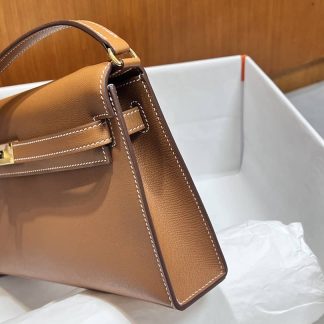 Replica Hermes Kelly Elan Madame Leather Etoupe Bag Size 28