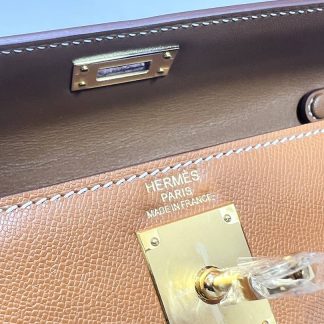 Replica Hermes Kelly Elan Madame Leather Etoupe Bag Size 28