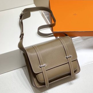 Replica Hermes Steve Clemence Leather Messenger Bag