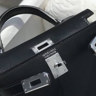Replica Hermes Kelly Mini II Sellier Black Box Calfskin Bag