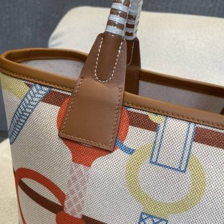 Replica Hermes Steeple 25 Canvas Leather Tote Bag
