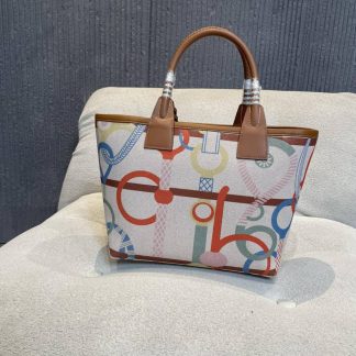 Replica Hermes Steeple 25 Canvas Leather Tote Bag