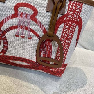 Replica Hermes Steeple 25 Canvas Leather Tote Bag