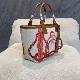 Replica Hermes Steeple 25 Canvas Leather Tote Bag