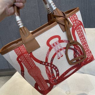 Replica Hermes Steeple 25 Canvas Leather Tote Bag