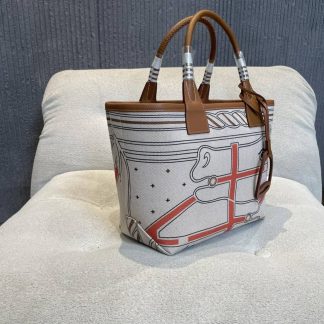 Replica Hermes Steeple 25 Canvas Leather Tote Bag