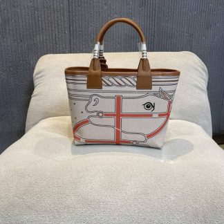 Replica Hermes Steeple 25 Canvas Leather Tote Bag