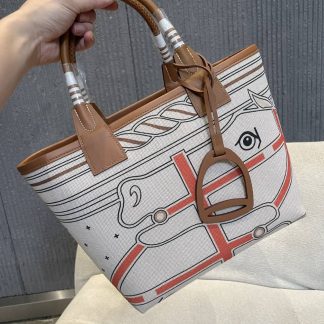 Replica Hermes Steeple 25 Canvas Leather Tote Bag
