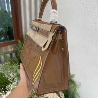Replica Hermes Kelly 28 Vintage Print Limited Edition Tote Bag