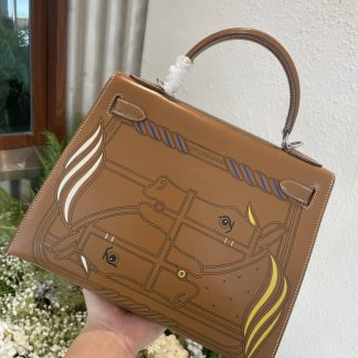 Replica Hermes Kelly 28 Vintage Print Limited Edition Tote Bag