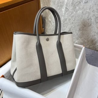 Replica Hermes Garden Party 30 Canvas Leather Bag