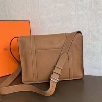 Replica Hermes Steve 35 Clemence Leather Messenger Bag