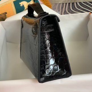 Replica Hermes Kelly Pochette Shiny Alligator Leather Bag