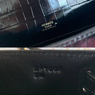 Replica Hermes Kelly Pochette Shiny Alligator Leather Bag