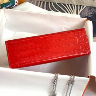 Replica Hermes Kelly Pochette Shiny Alligator Leather Bag