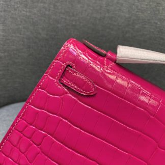 Replica Hermes Kelly Pochette Shiny Alligator Leather Bag