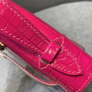 Replica Hermes Kelly Pochette Shiny Alligator Leather Bag
