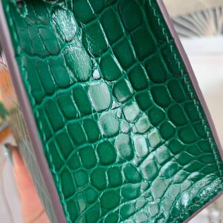 Replica Hermes Kelly Pochette Shiny Alligator Leather Bag