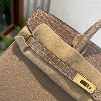 Replica Hermes Touch Birkin 25 Niloticus Crocodile & Calfskin Leather Bag