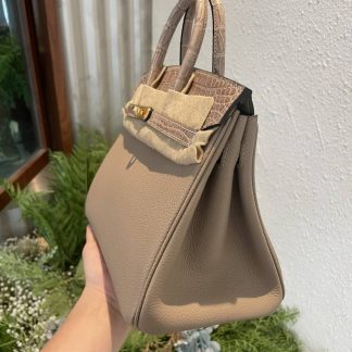 Replica Hermes Touch Birkin 25 Niloticus Crocodile & Calfskin Leather Bag