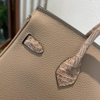 Replica Hermes Touch Birkin 25 Niloticus Crocodile & Calfskin Leather Bag
