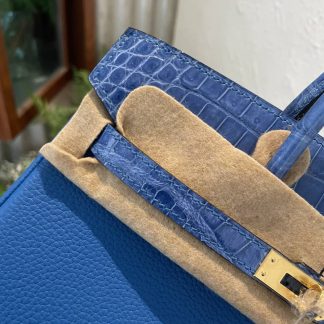 Replica Hermes Touch Birkin 25 Niloticus Crocodile & Calfskin Leather Bag