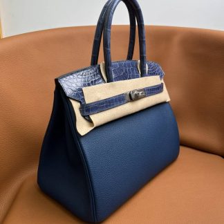Replica Hermes Touch Birkin 25 Niloticus Crocodile & Calfskin Leather Bag