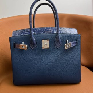 Replica Hermes Touch Birkin 25 Niloticus Crocodile & Calfskin Leather Bag