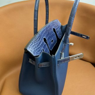 Replica Hermes Touch Birkin 25 Niloticus Crocodile & Calfskin Leather Bag