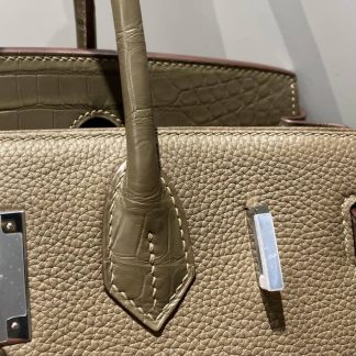 Replica Hermes Touch Birkin 25 Niloticus Crocodile & Calfskin Leather Bag