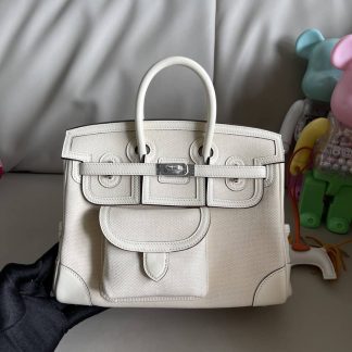 Replica Hermes Birkin Cargo 25 Canvas Swift Leather Bag