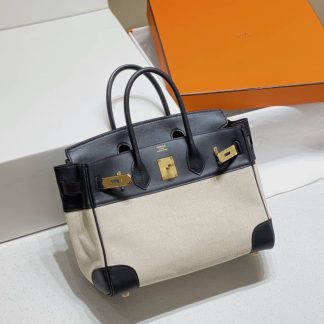 Replica Hermes Birkin 30 Canvas Swift Leather Bag