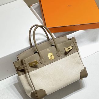 Replica Hermes Birkin 30 Canvas Swift Leather Bag