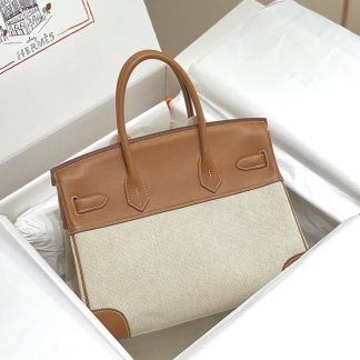 Replica Hermes Birkin 30 Canvas Swift Leather Bag