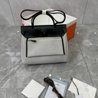 Replica Hermes Herbag Zip 31 Black Hunter Leather Canvas Bag