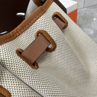 Replica Hermes Herbag Zip 31 Brown Hunter Leather Canvas Bag