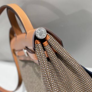 Replica Hermes Herbag Zip 31 Hunter Leather Canvas Bag
