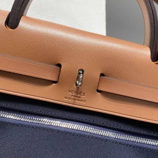 Replica Hermes Herbag Zip 31 Hunter Leather Canvas Bag