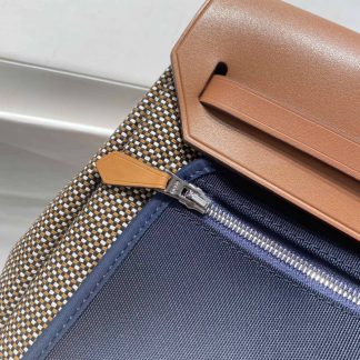 Replica Hermes Herbag Zip 31 Hunter Leather Canvas Bag