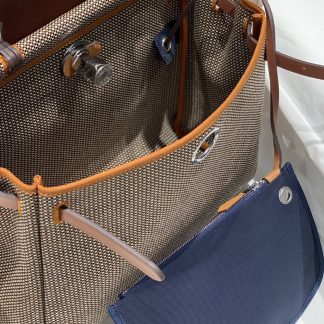 Replica Hermes Herbag Zip 31 Hunter Leather Canvas Bag