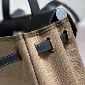 Replica Hermes Herbag Zip 31 Hunter Leather Canvas Bag