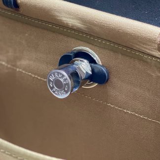 Replica Hermes Herbag Zip 31 Hunter Leather Canvas Bag